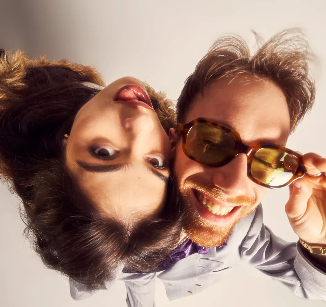 Astels duo Camille and Théo in a close-up portrait for their London show at The 100 Club