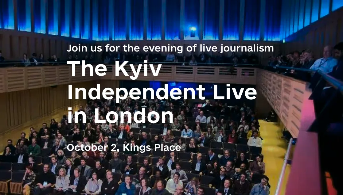 The Kyiv Independent Live in London event graphic for an evening of frontline journalism