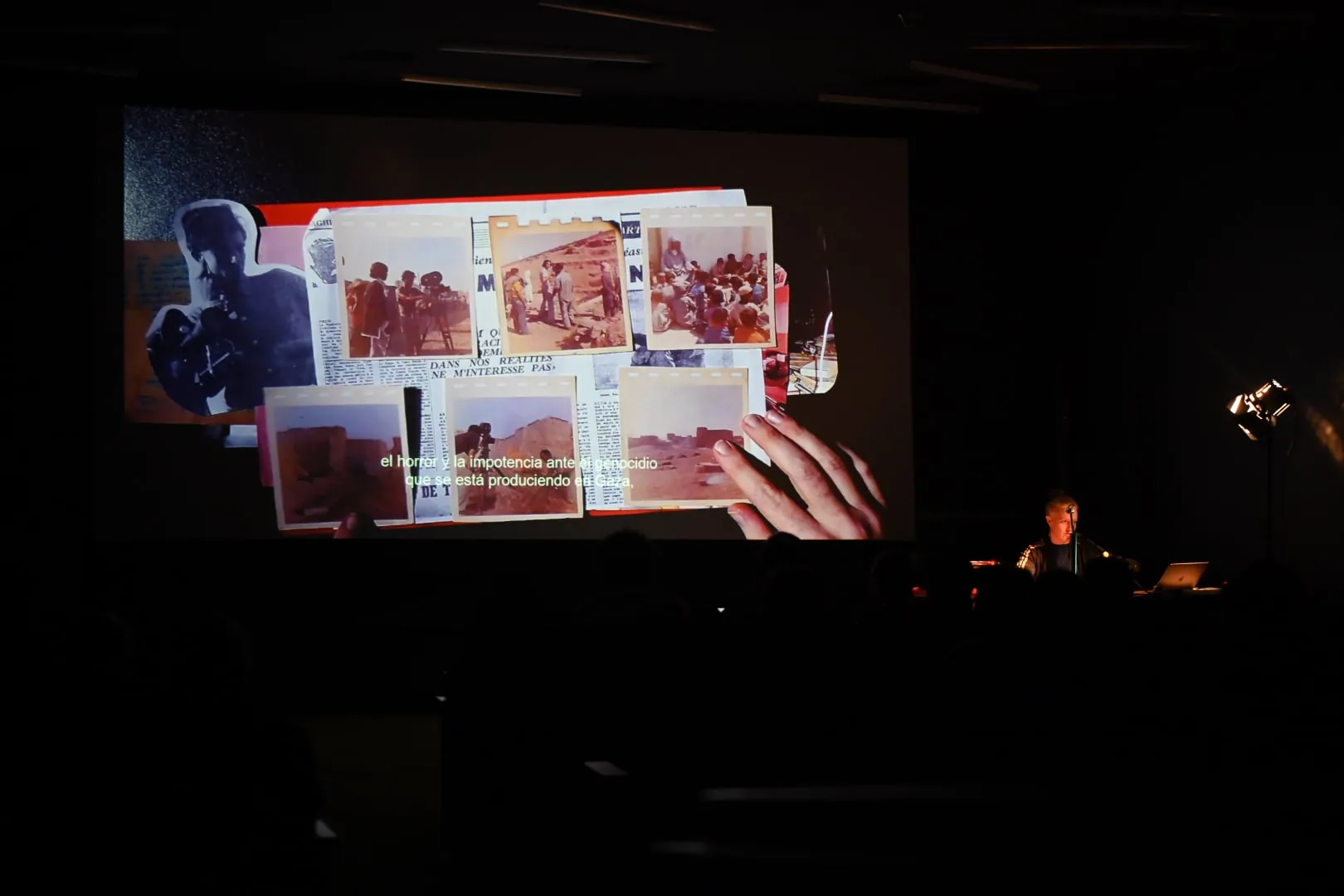 A live film collage being assembled on screen for the Ambiguous Encounters programme