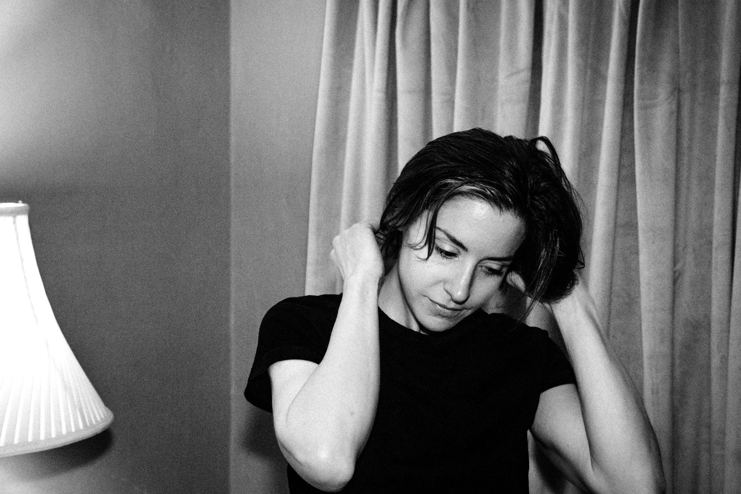 Laura Stevenson in a black-and-white portrait